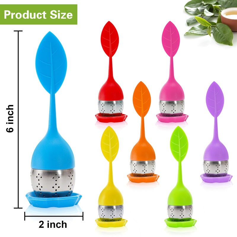 Bekith 7 Pack Silicone Tea Infuser, Cute Loose Leaf Tea Steeper, Fine Mesh Tea Strainer with Drip Tray, Stainless Steel Tea Filter Ball Tea Diffuser Steeper for Cup Mug - Image 2